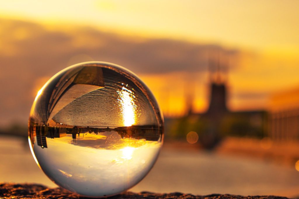 sphere, glass globe, light